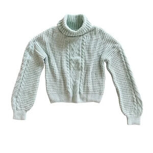 NWT Hippie Rose cable knit sweater in Neptune green size Medium